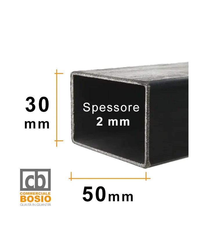 Tubolare FERRO 50x30x2 mm | Barre da 2 e 3 MT
