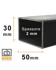 Tubolare FERRO 50x30x2 mm | Barre da 2 e 3 MT
