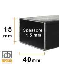 Tubolare FERRO 40x15x1,5 mm | Barre da 2 e 3 MT
