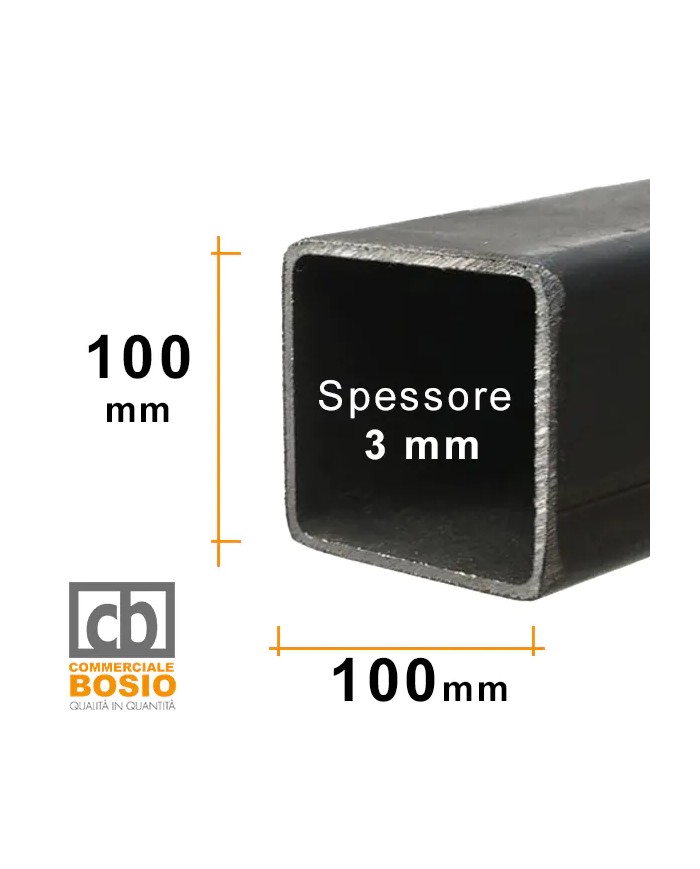 Tubolare FERRO 100x100x3 mm | 6 MT