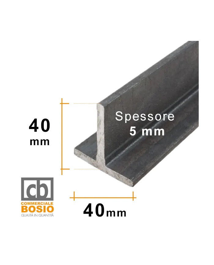 T in Ferro 40x40 mm spessore 5 mm | GREZZO