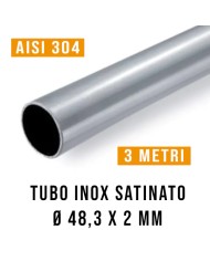 Tubo Inox Satinato AISI 304  Ø 48,3 x 2 - 3 Mt - Imbustato Singolarmente
