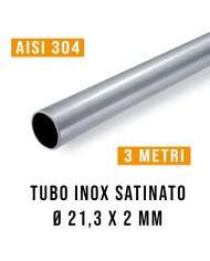 Tubo Inox Satinato AISI 304  Ø 21,3 x 2 - 3 Mt - Imbustato Singolarmente