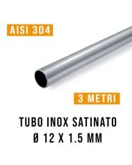 Tubo Inox Satinato AISI 304  Ø 12 x 1.5 - 3 Mt - Imbustato Singolarmente