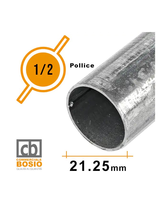 Tubo in Ferro Ø 21,25 mm - 1/2 pollice | Carpenteria Zincato