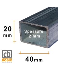 Tubolare FERRO 40x20x2 mm ZINCATO | Barre da 2 e 3 MT