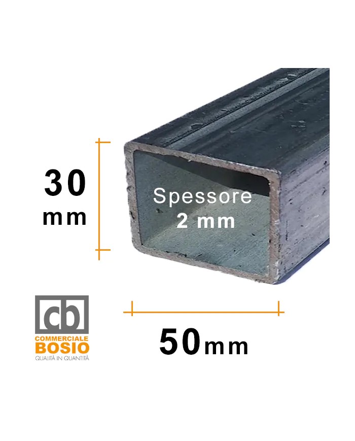 Tubolare FERRO 50x30x2 mm ZINCATO | Barre da 2 e 3 MT